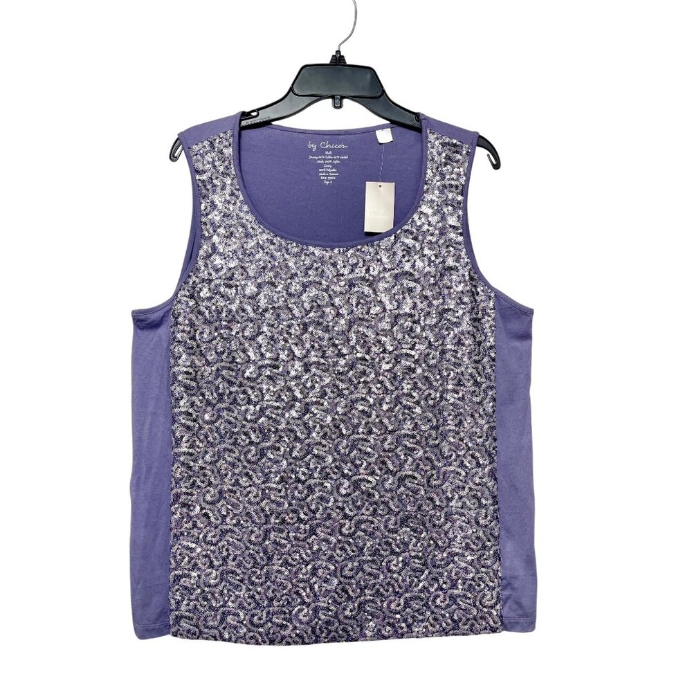 By Chicos Shimmering‎ Lavender Sequin Tank Top in Lavander Size 3 / US XL